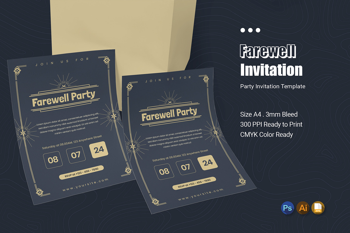 Farewell Party Event Invitation, an Invitation Template by Esensifiksi.studio (Photo 1 of 2)