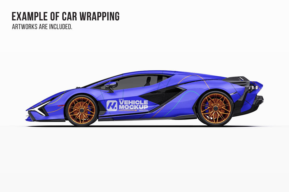 Hybrid Supercar Sport Coupe Set, an Advertising Mockup by Halal Graphic Studio (Photo 7 of 12)