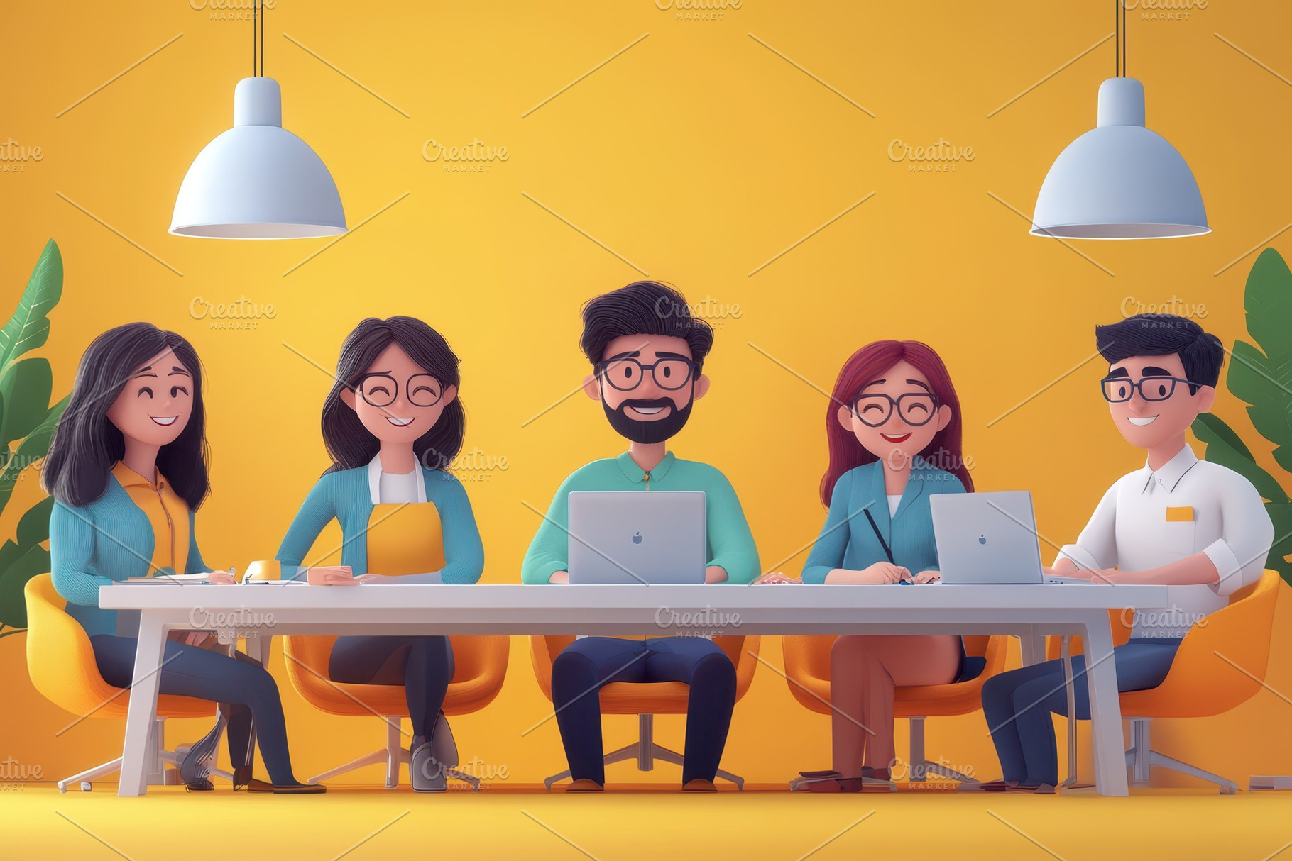 Team collaboration in a modern offic, a Photo by Tanuart