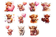 Valentine Highland Cow Clipart, an Illustration by Design Market (Thumbnail 2 of 3)