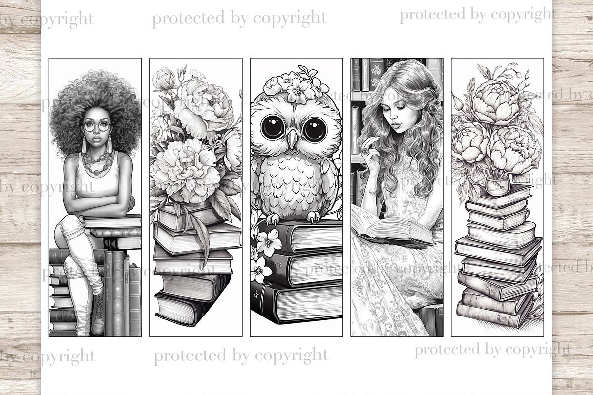 Coloring Bookmarks Printable, a Person Illustration by GlamArtZhanna (Photo 3 of 3)