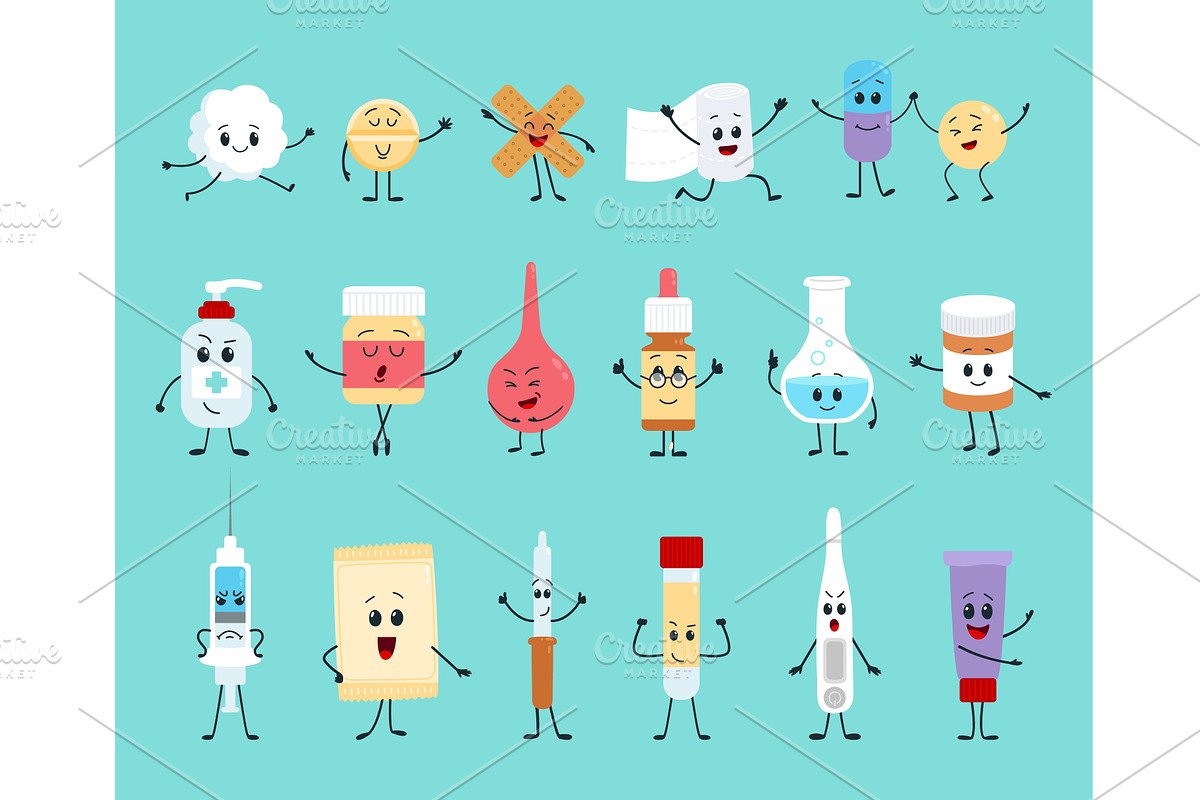 Cartoon pills characters. Vitamin, an Object Illustration by LadadikArt