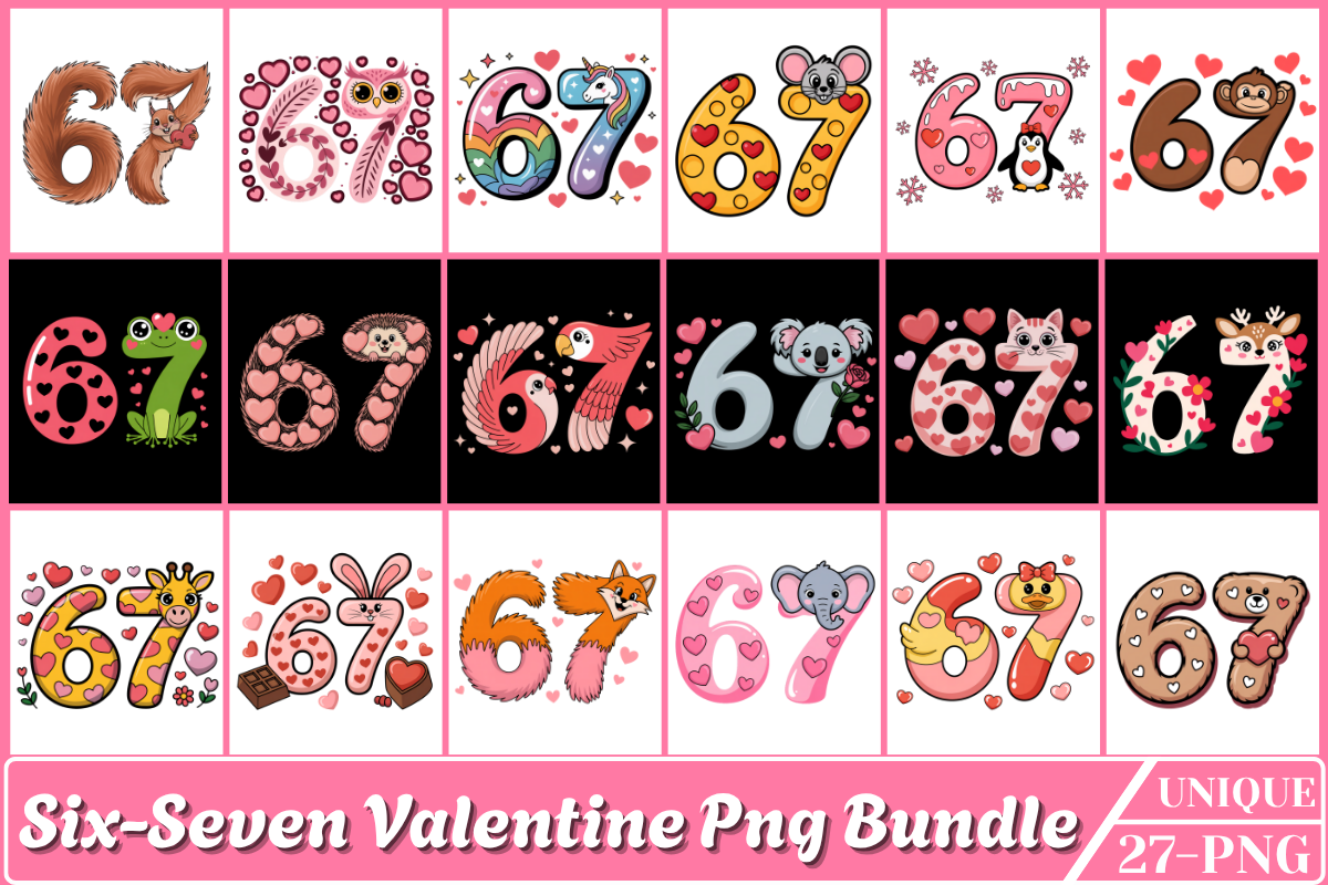 67 Valentine’s Day Six Seven PNG, a Seasonal Illustration by Design Station (Photo 3 of 3)