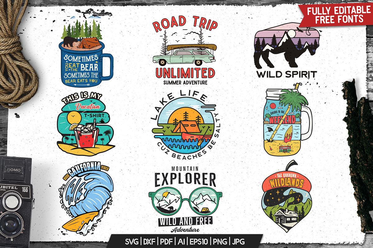 Retro Camp Badges Logos. Part 4, a Branding & Logo Template by JeksonGraphics (Photo 3 of 11)