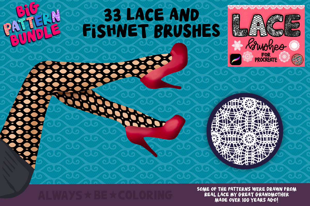 Big Procreate Pattern Bundle, a Brush Add-On by AlwaysBeColoring