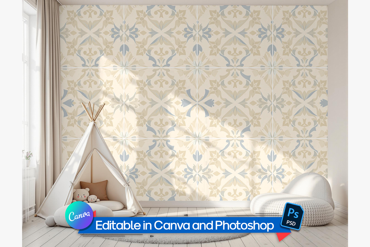 Kids Room Wallpaper Mockup, an Advertising Mockup by Rami's Mockups (Photo 3 of 3)