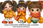 Daily Routine Winter Girl Clipart, an Illustration by Craft Nest (Thumbnail 1 of 9)