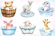 Watercolor Bath Time Animals Clipart, a Seasonal Illustration by Canvas Craft (Thumbnail 3 of 3)