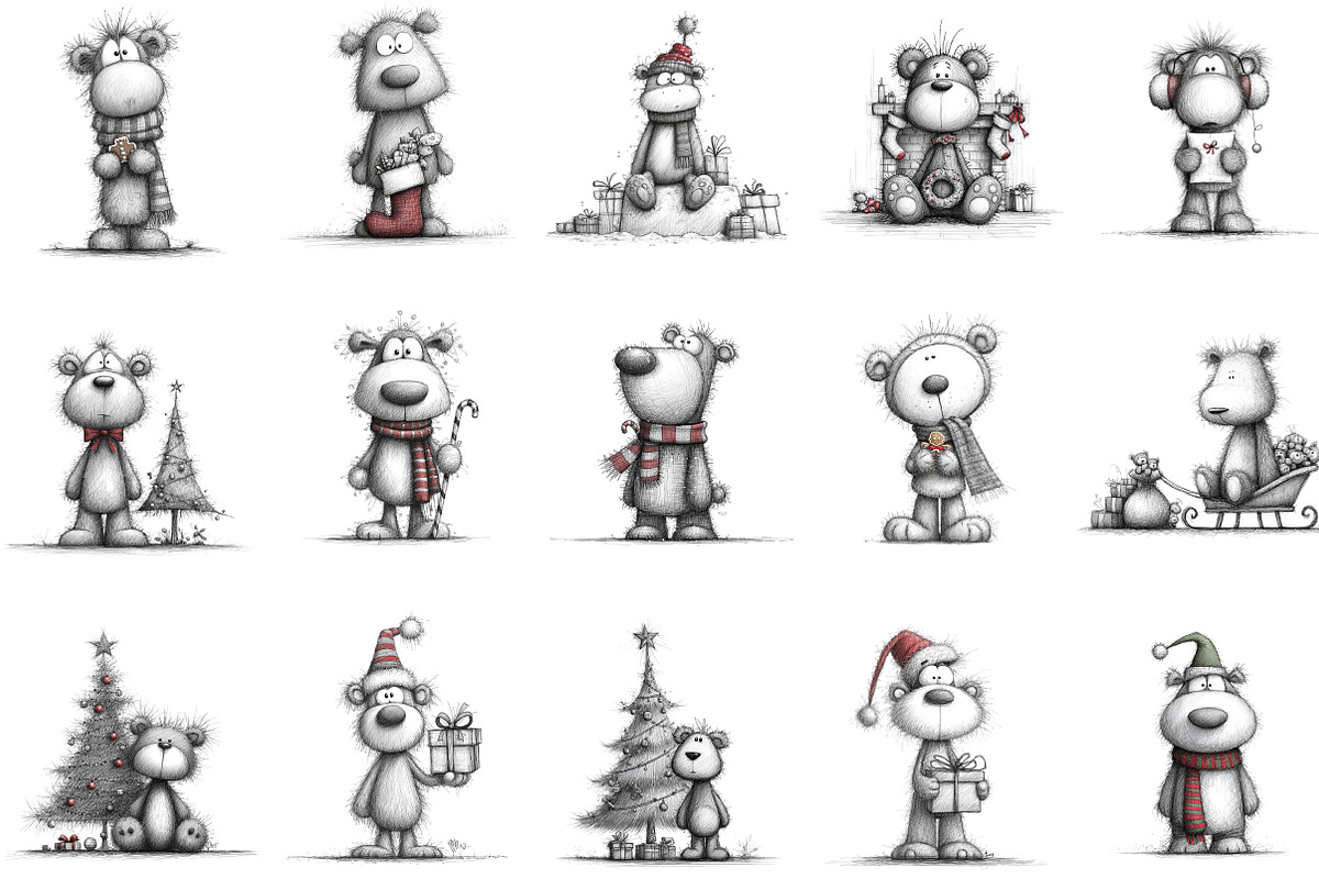 Christmas Teddy Bear Clipart, an Illustration by Designking (Photo 3 of 5)
