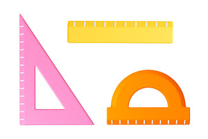 School ruler for drawing 3d. Plastic, an Object Illustration by Valerie Bodnar