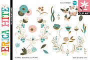 Floral Nouveau Clip Art (PNG) +Bonus, an Illustration by Erica Hite (Thumbnail 1 of 5)