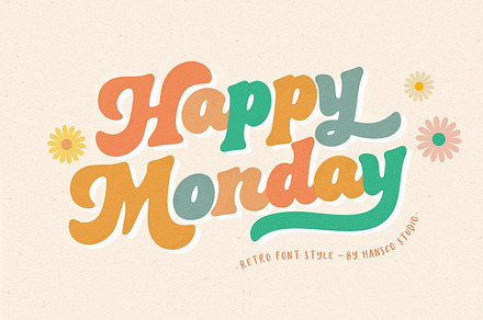 Happy Monday - Retro Groovy Fonts, a Sans Serif Font by HansCo Studio
