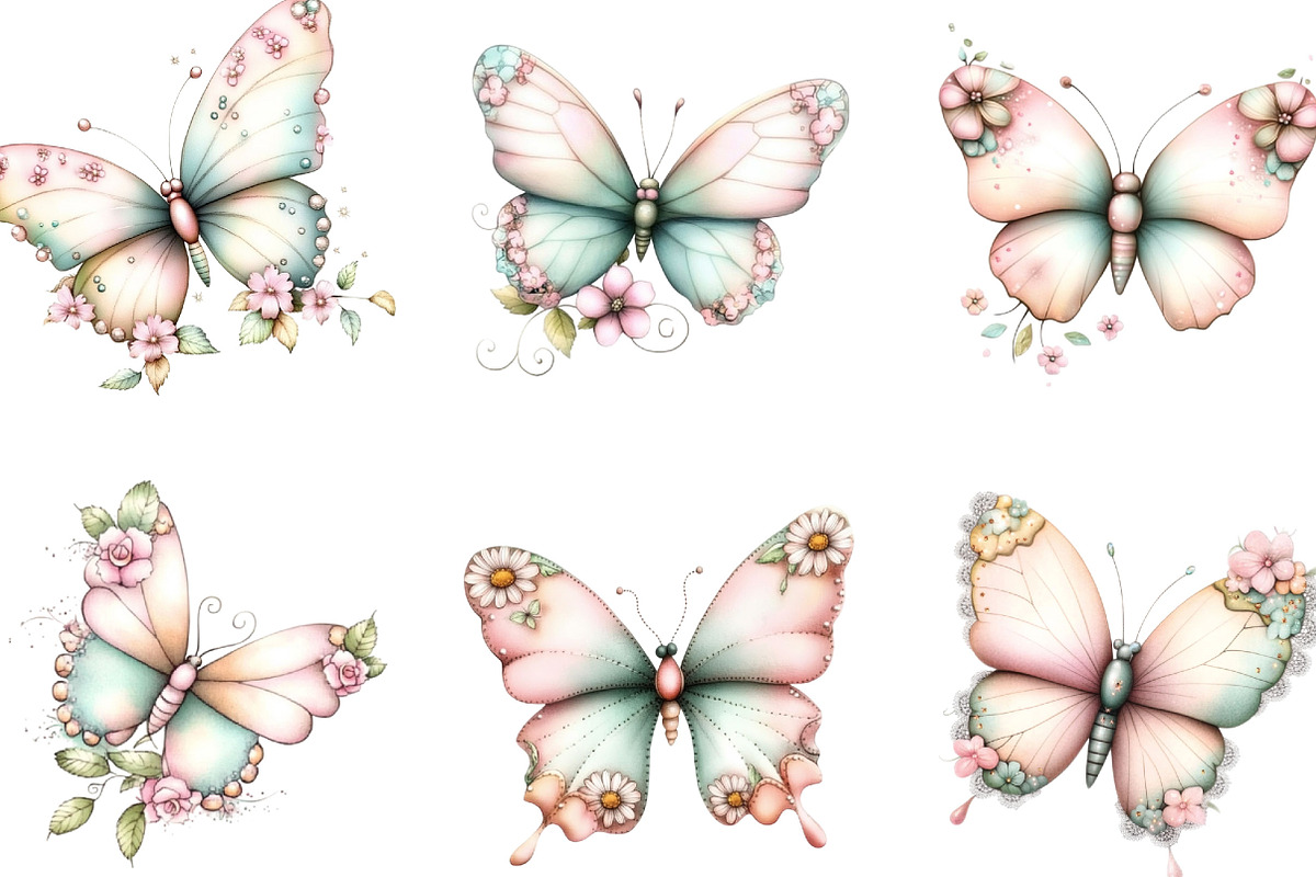 Watercolor Pink Spring Butterfly, an Illustration by Designking (Photo 4 of 5)