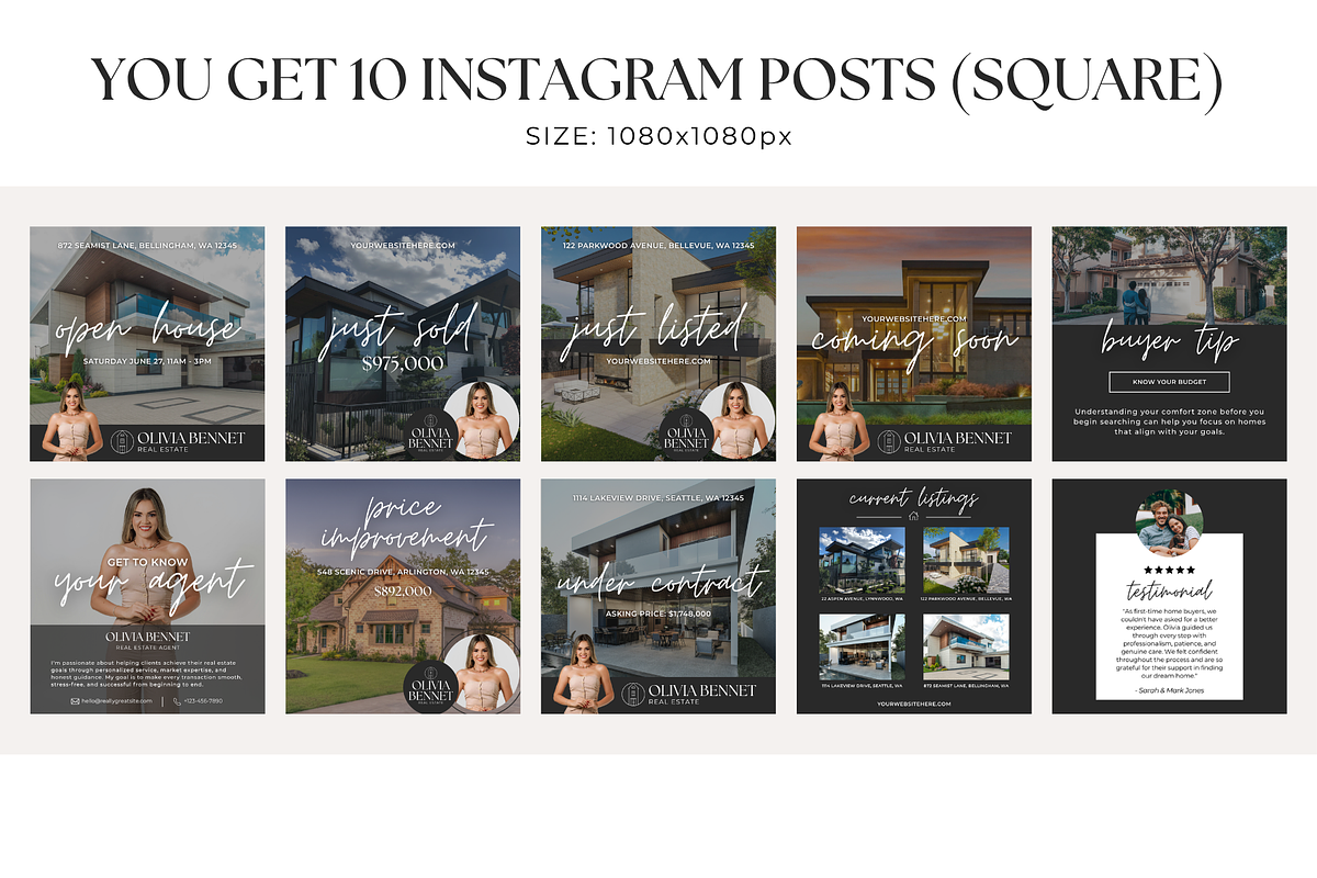 Real Estate Instagram Templates, a Social Media Template by BrandhavenStudio (Photo 3 of 11)