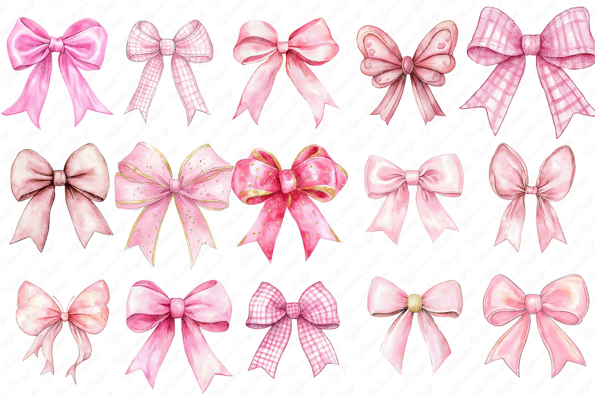 Pink Bow Clipart, Watercolor pngBow, an Illustration by Watercolor design (Photo 2 of 4)
