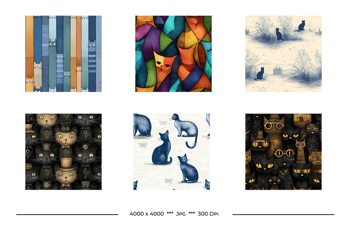 Cat Retro Art Style Patterns, a Pattern Graphic by karenfoleyphoto (Photo 5 of 9)