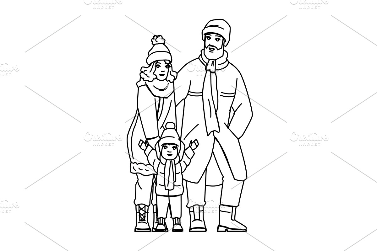 couple winter family fashion vector, a Person Illustration by pikepicture