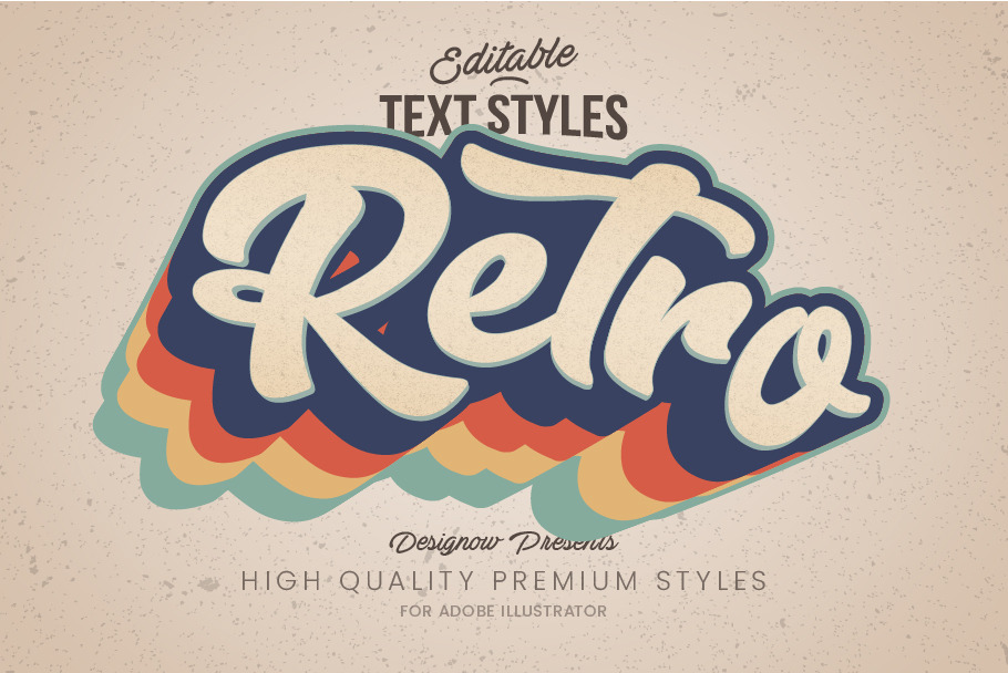 Retro Vintage Illustrator Text Style | Layer Styles ~ Creative Market