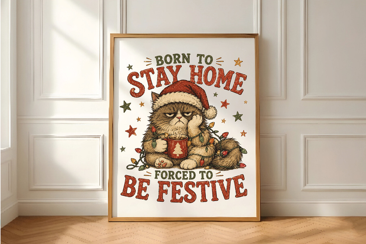 Born To Stay Home Cat PNG, a Seasonal Illustration by Daily.Designs (Photo 5 of 5)