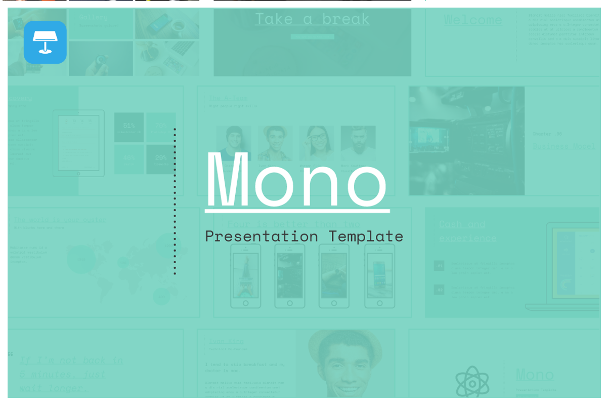 Mono Keynote Template - 25% off, a Presentation Template by Projectile (Photo 1 of 8)