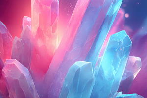 Vibrant crystal cluster under a starry sky, an Abstract Photo by AlyaAnd