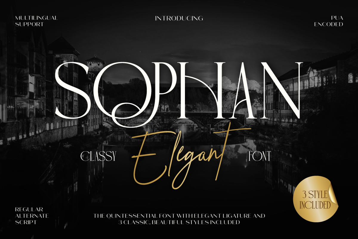 Sophan Elegant, a Serif Font by Burntilldead (Photo 1 of 12)