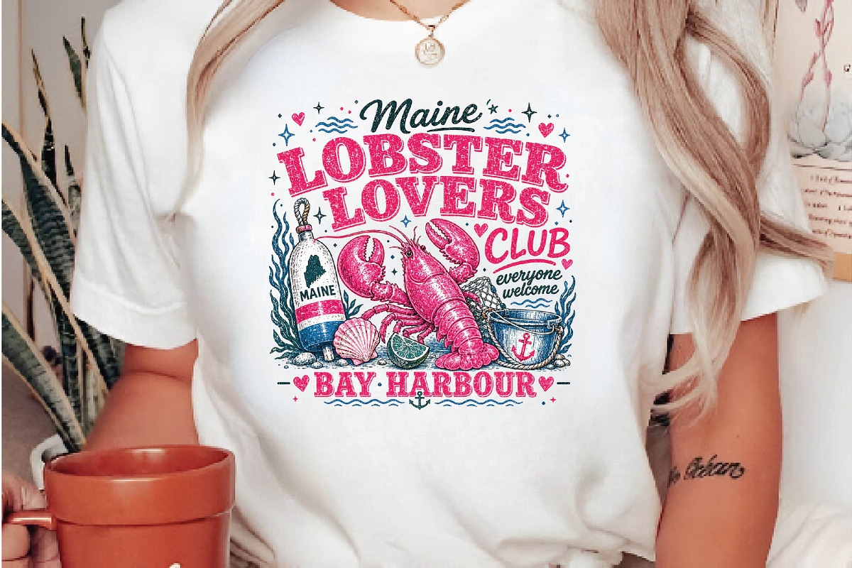 Retro Coastal Lobster Sublimation, a Seasonal Illustration by DreamPrint404 (Photo 5 of 6)
