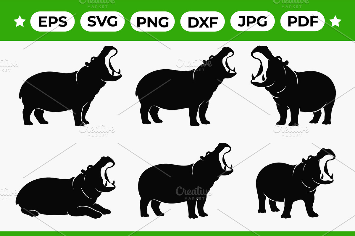 Hippo Silhouette Vector Bundle, an Object Graphic by Artonix (Photo 1 of 3)