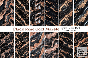 Black Rose Gold Marble Texture, a Pattern Graphic by Fine Purple Elephant