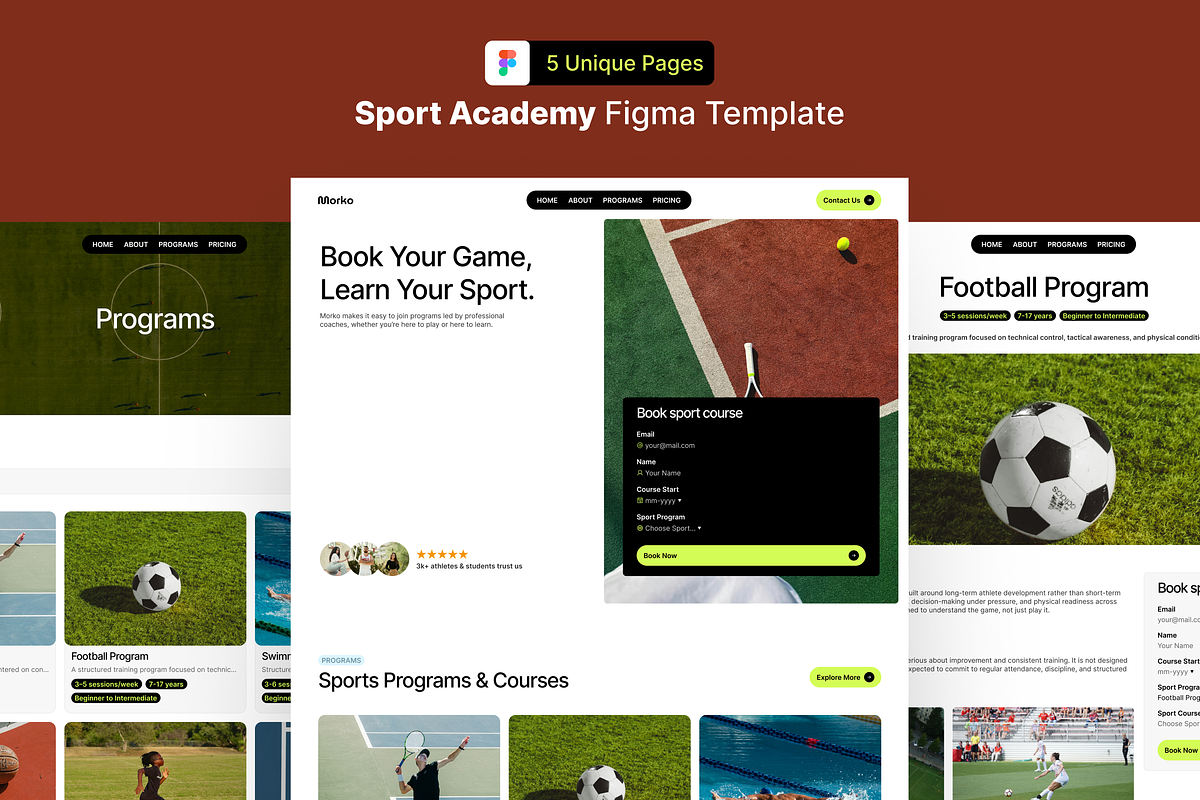 Sport Academy Figma Template, an UI Kit Template by Rozepaars Design (Photo 1 of 4)