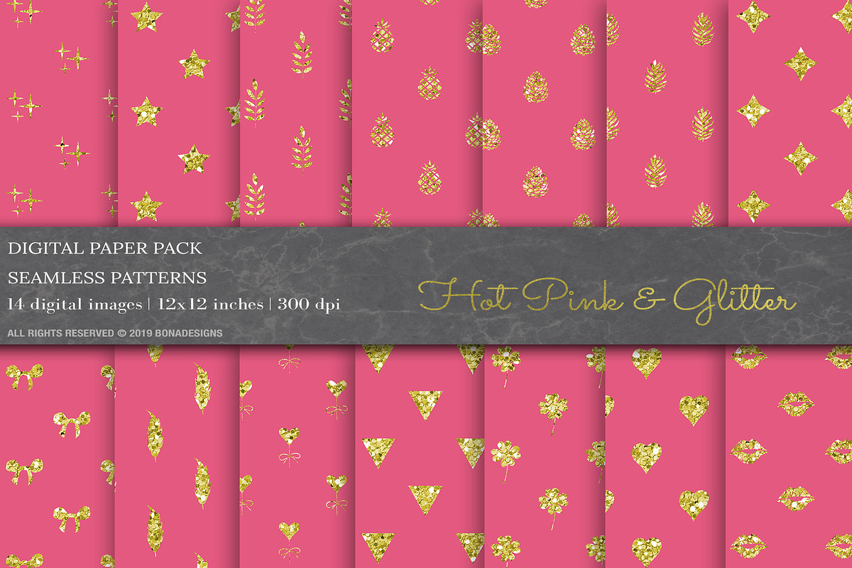 Pink Digital Paper Pattern, a Pattern Graphic by BonaDesigns