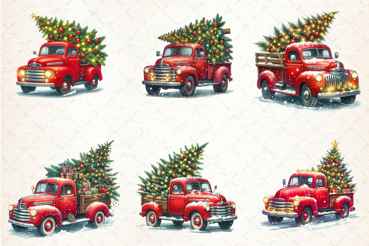 Christmas Truck tree Clipart, an Illustration by CreationArt (Photo 3 of 5)