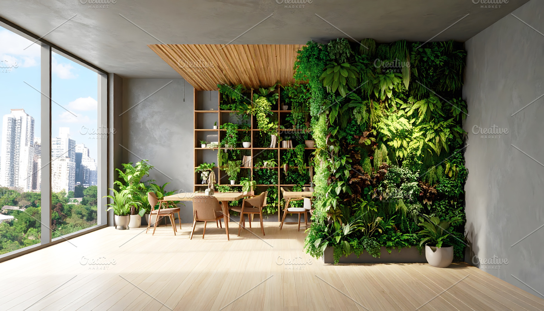 Modern Dining Room with Vertical Gar, an Architecture Photo by Stock Shape