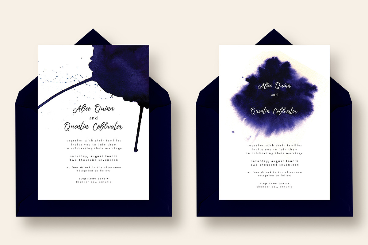 Chic Indigo Ink Wedding Suite, an Invitation Template by Knotted Design (Photo 3 of 6)