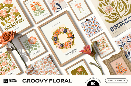 Groovy Floral | Poster Builder, an Object Graphic by KetteCreate