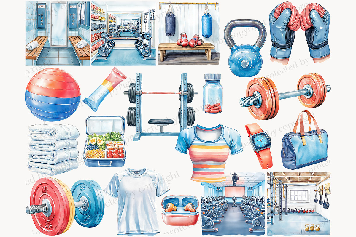 Fitness Girl Clipart Collection, a Sport Illustration by GlamArtZhanna (Photo 4 of 8)