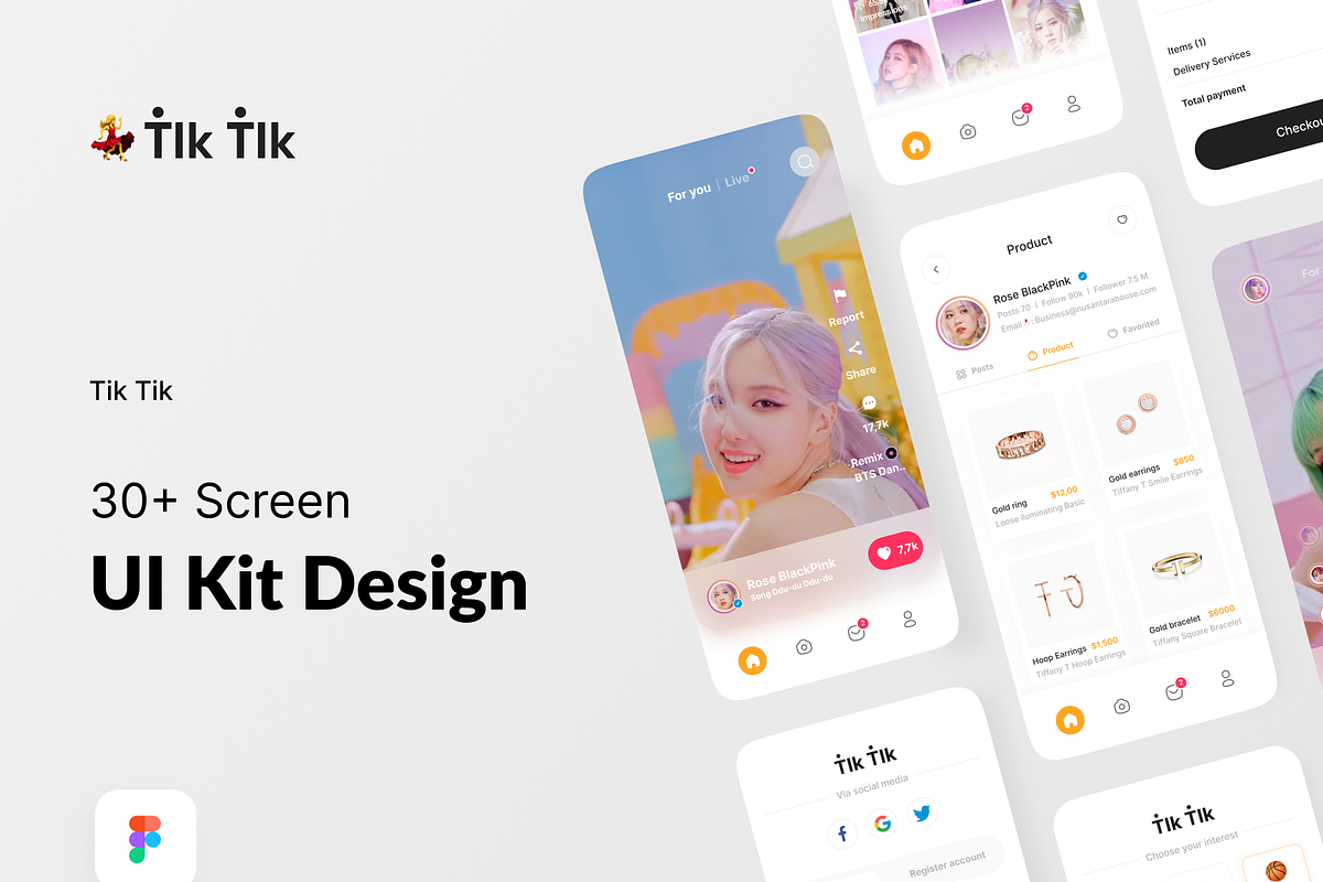 Tik Tik - Social Media UI KIT, a Device Mockup by Odama (Photo 1 of 6)