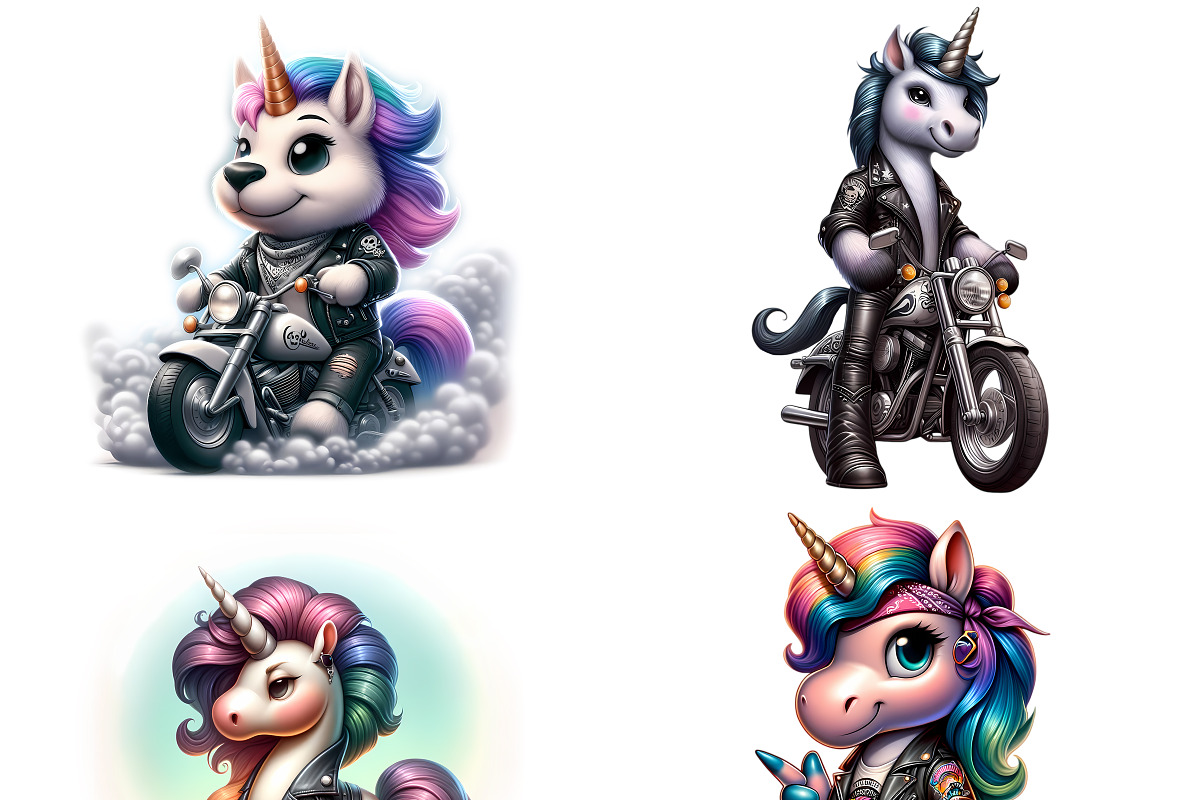 Biker Unicorns PNG Pack, an Animal Illustration by DoubleTwists (Photo 2 of 5)