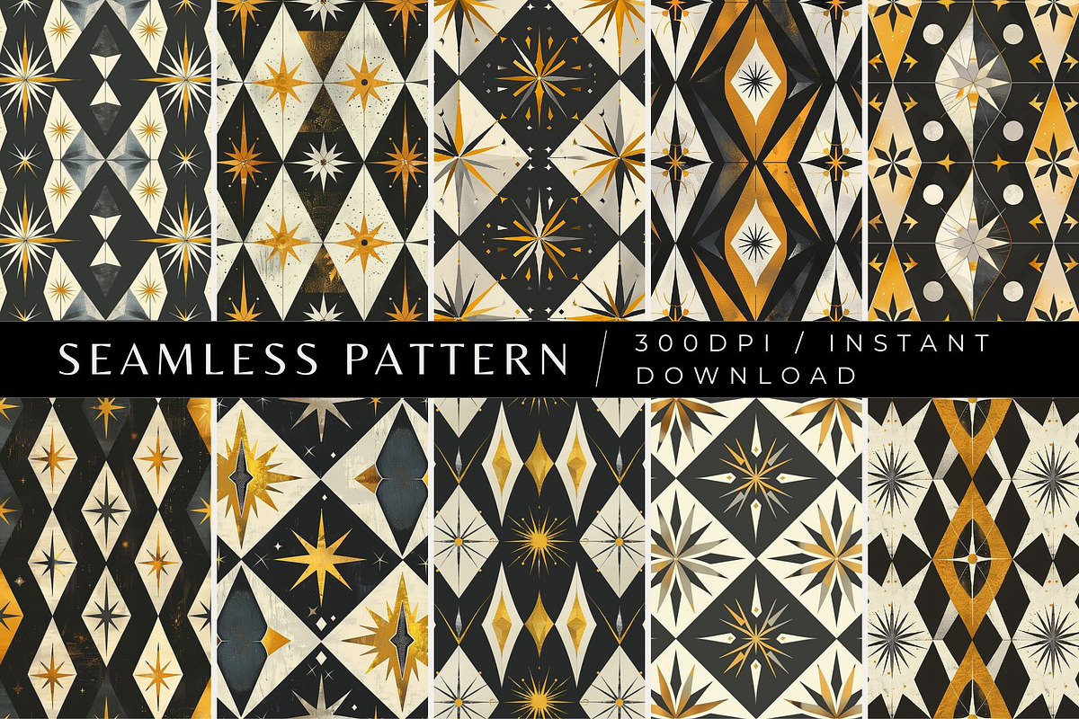 10 Hugh's Midcentury Marvel Patterns, a Pattern Graphic by Inknfolly (Photo 1 of 6)