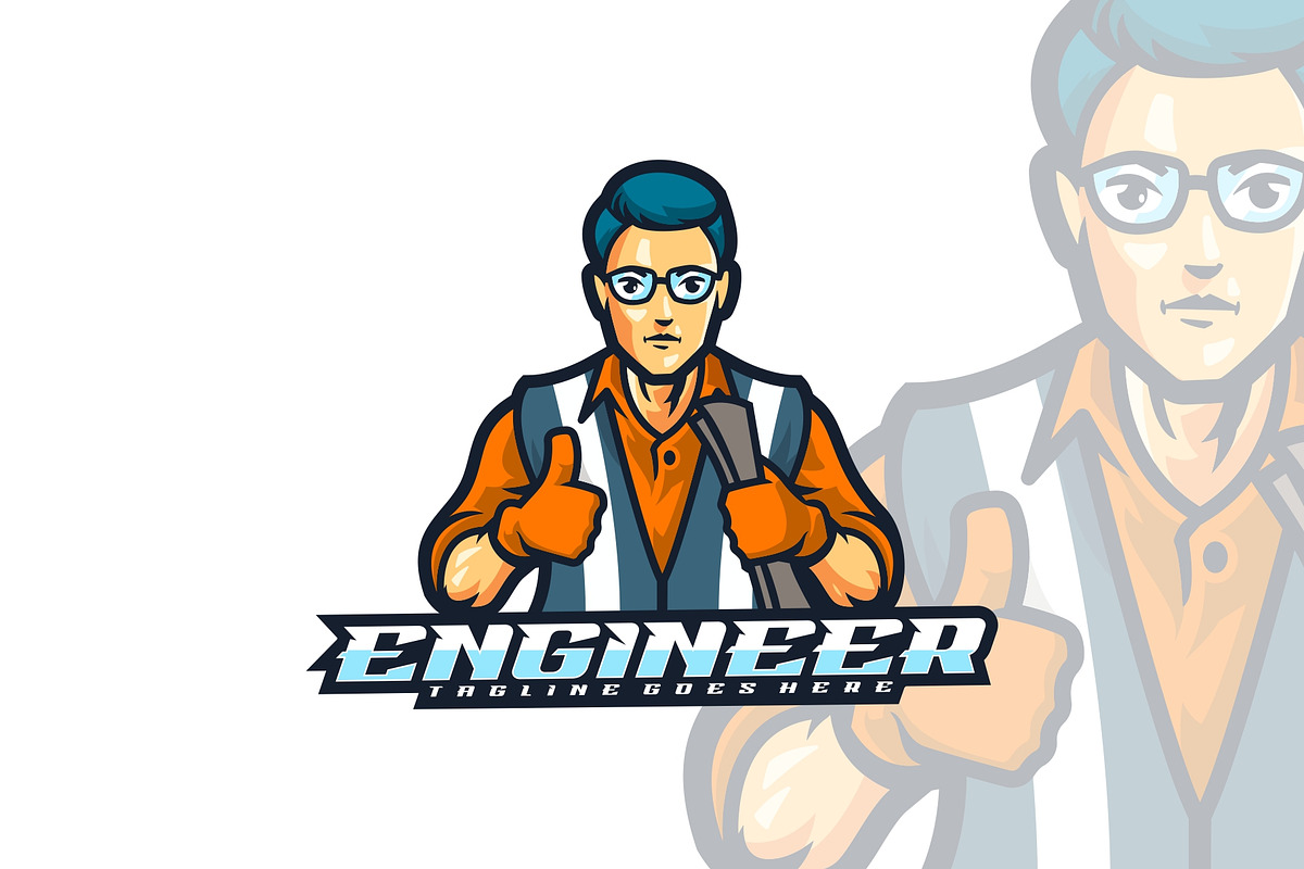 Engineer Mascot Cartoon Logo., a Branding & Logo Template by ModalTampang