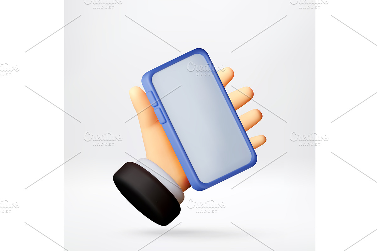 3d cartoon hand holding a blue, a Technology Illustration by Abscent