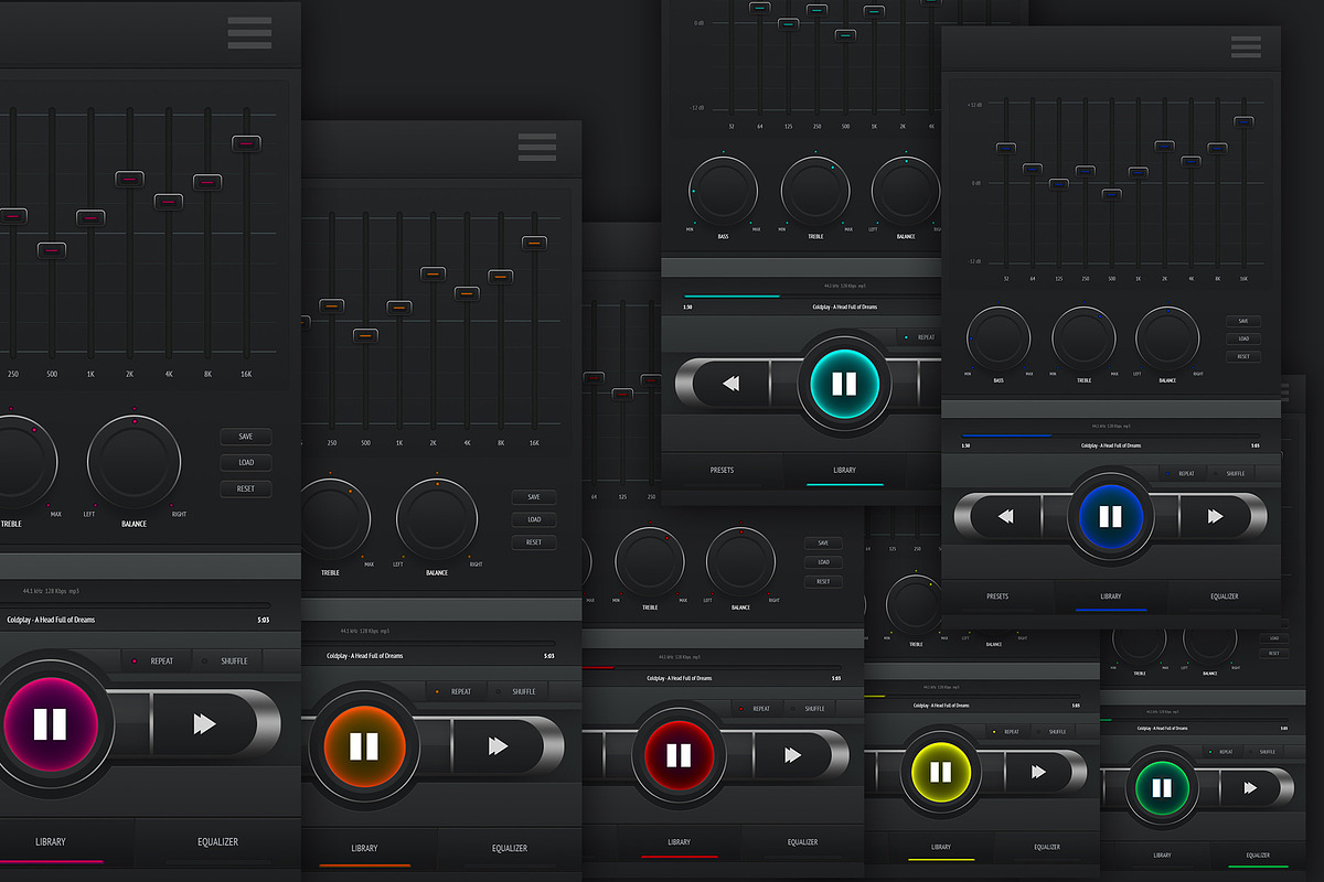 Music Player Dark Mobile GUI, an Android Mockup by Marabu Textures Store (Photo 5 of 6)