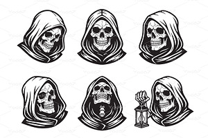 Grim Reaper skull head portraits, an Object Illustration by yod67