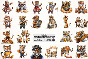 Cute Tiger Oktoberfest Clipart, an Illustration by Pixels.Craft