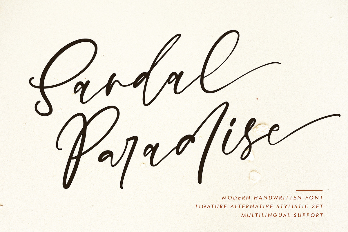 Sandal Paradise Signature, a Script Font by etigletters (Photo 1 of 9)