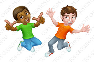 Jumping Boys Kids Children Cartoon, an Education Illustration by Christos Georghiou