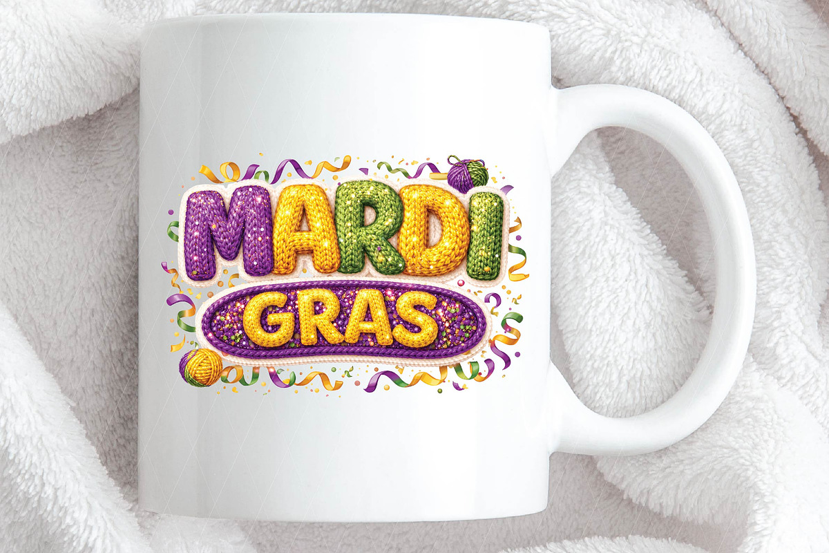 Faux Yarn Mardi Gras Png Crochet Png, an Illustration by DreamPrint404 (Photo 3 of 6)