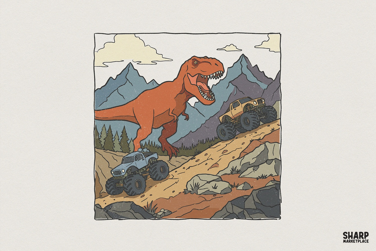 T-Rex Monster Truck PNG Design, an Illustration by SharpMarketplace (Photo 1 of 4)
