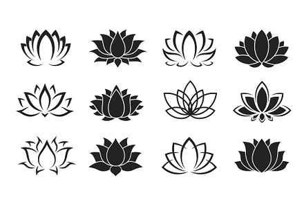 Lotus flower icons, yoga symbols, a Healthcare Illustration by Vector Tradition