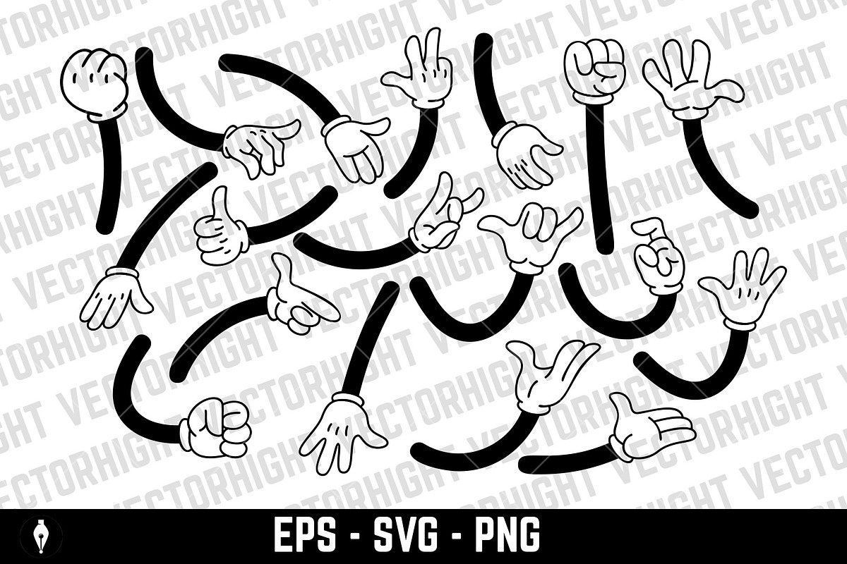 Set of cartoon hands in gloves., a Person Illustration by Vectorhight